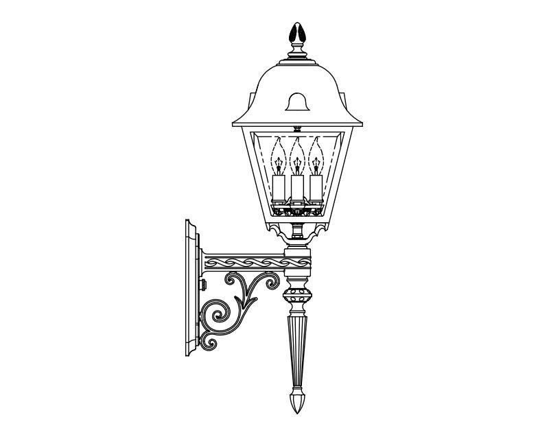 Jefferson, Medium, aluminum, Wall Mount, Clear glass, (3) 25W B10, 120V